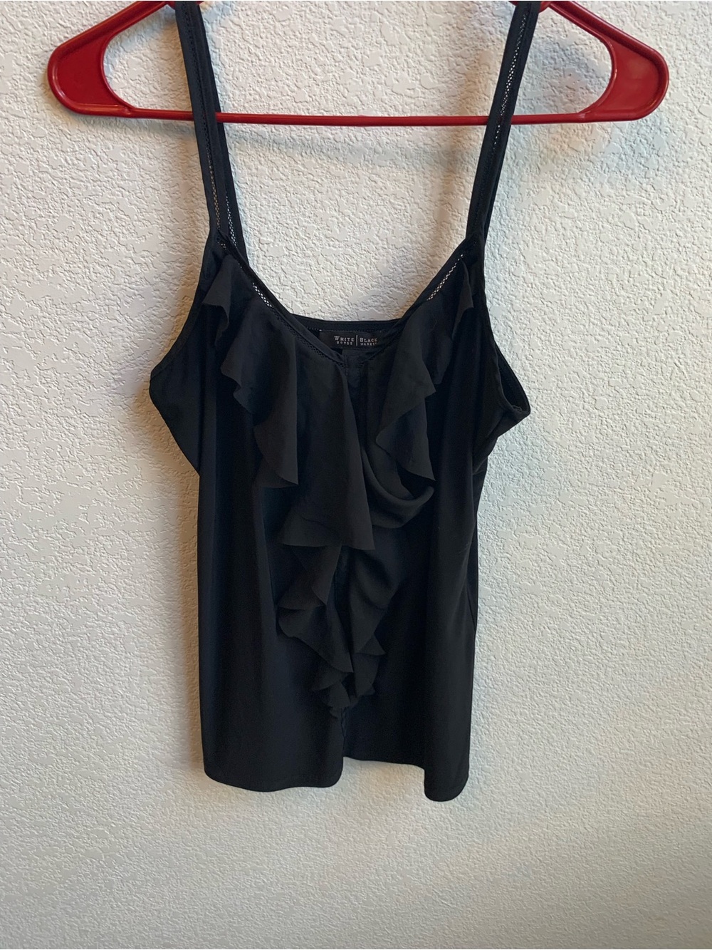 White House Black Market Black Ruffle-Front Camisole